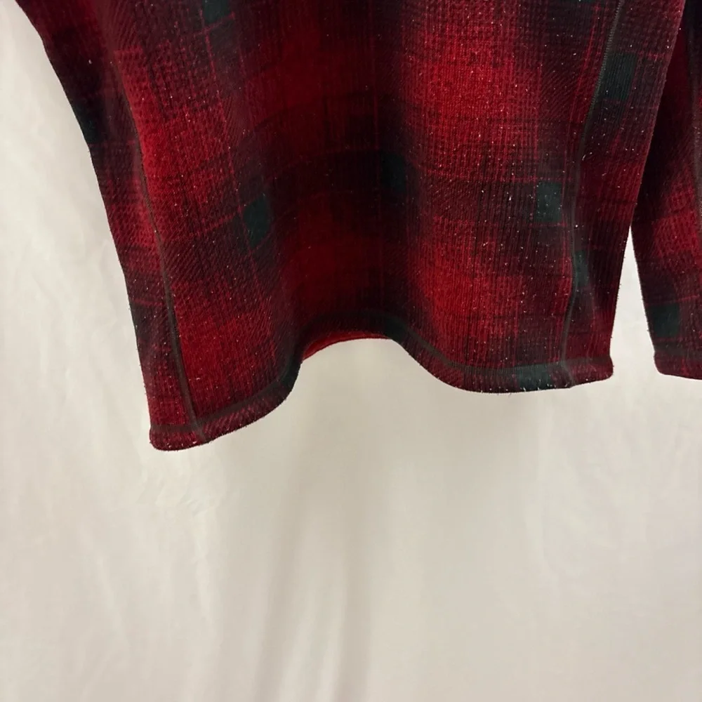 The North Face Buffalo Plaid Fleece 1/2 Zip Pullover Jacket Sz M Black Red Men - Picture 6 of 8